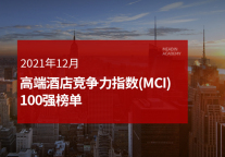 2021年12月高端酒店竞争力指数(MCI)100强榜单
