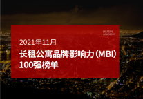 2021年11月长租公寓品牌影响力(MBI)100强榜单