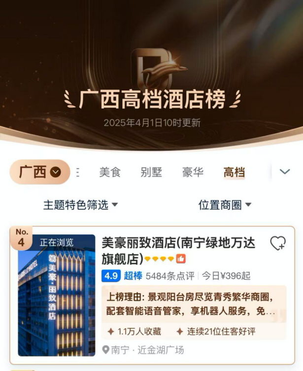 品质见证丨多家美豪丽致酒店实力登榜
