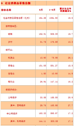 [云南]10年6月社会消费品零售总额