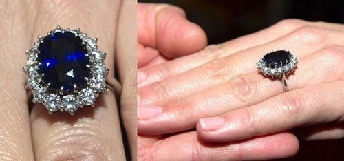 威廉王子赠送给未婚妻的蓝宝石镶钻戒指