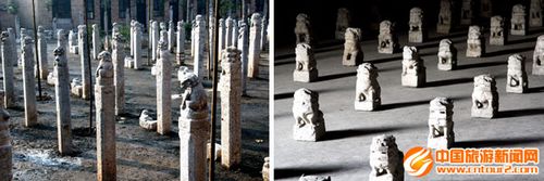 收藏的各种石狮、拴马桩等石头