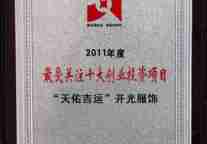 天佑吉运开光服饰荣膺2011最受关注创业投资项目
