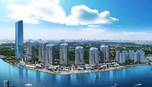 海口外滩中心全景鸟瞰图