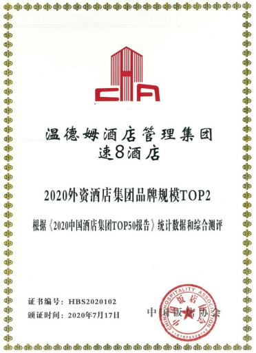 速8酒店品牌位列2020年外资酒店集团品牌规模TOP30 “榜眼”2020-8-3434.png