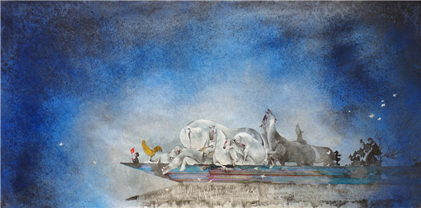 渡江2020 — 同舟共济 纸本 矿物色 墨 142X70cm.jpg