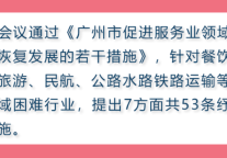 广州出台53条纾困扶持措施 涉及旅游、住宿等行业