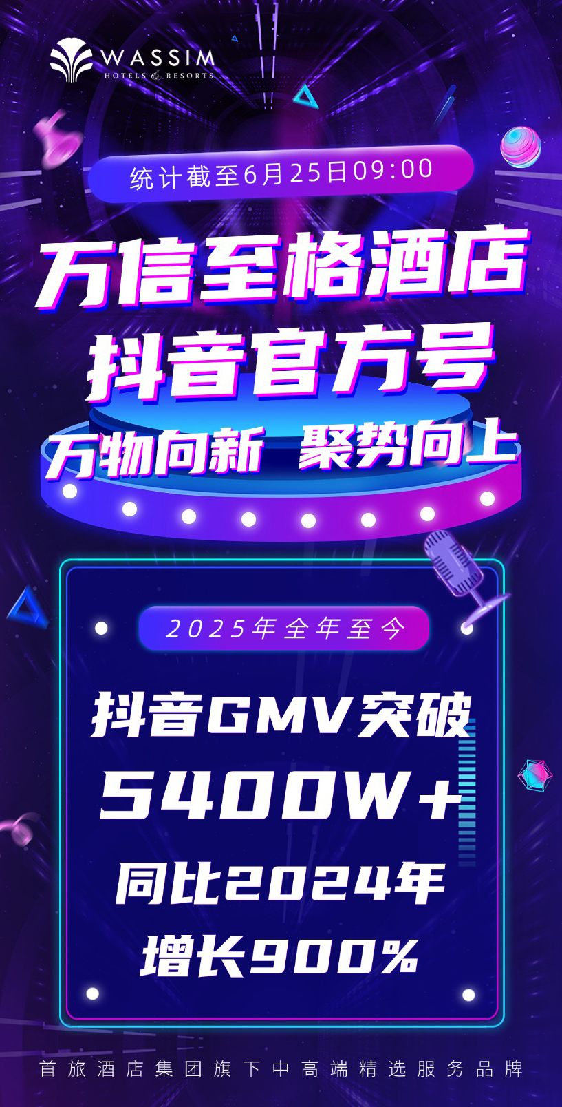 万信至格酒店抖音官方号表现亮眼，GMV实现爆发式增长