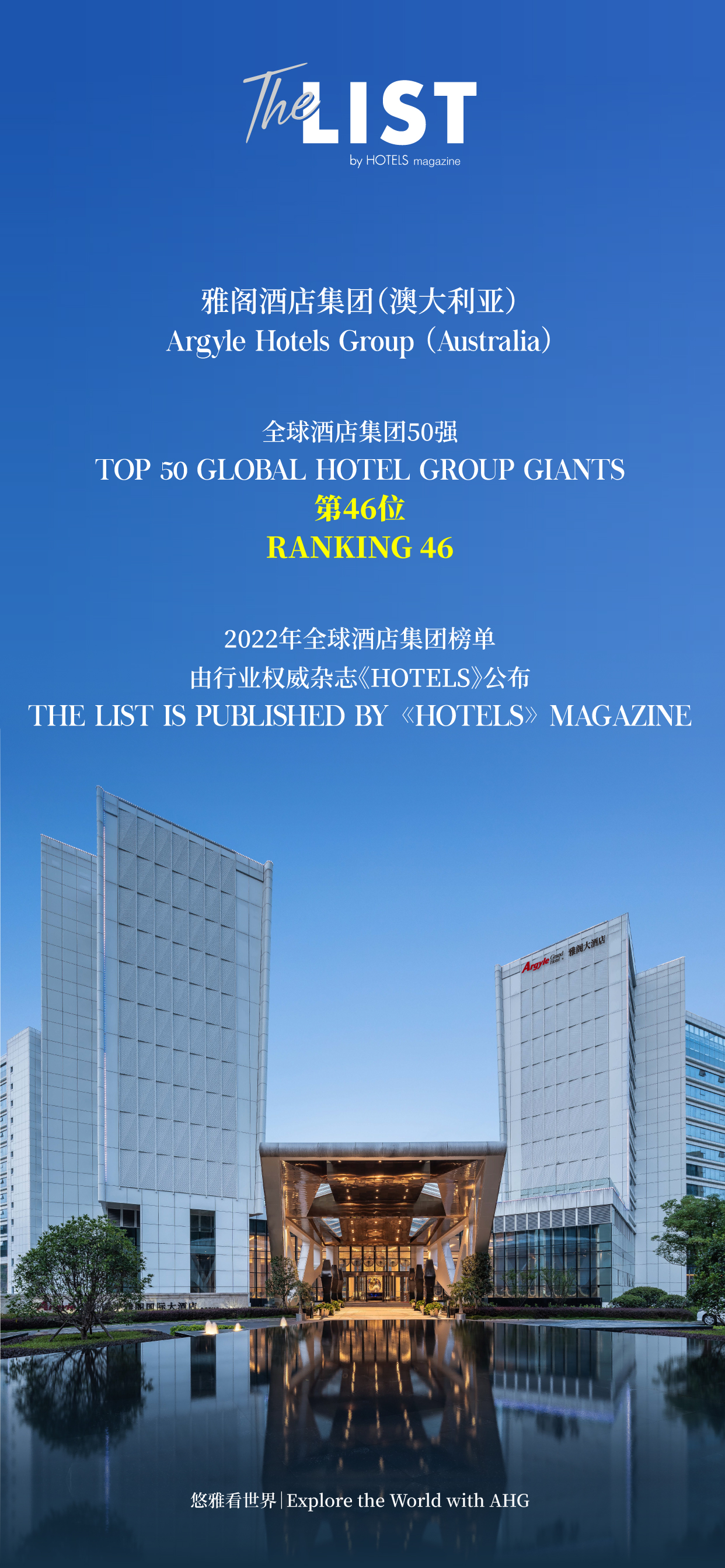 《HOTELS》全球酒店集团榜发布，雅阁酒店集团位列第46