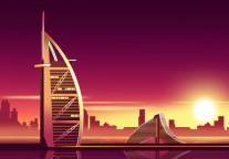 迪拜帆船酒店亮起“中国红”