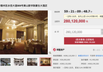 黄山新华联豪生大酒店拍卖中，变卖价2.8亿元