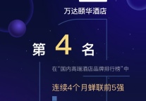 万达颐华酒店连续四个月蝉联迈点MBI指数国内高端酒店前五强