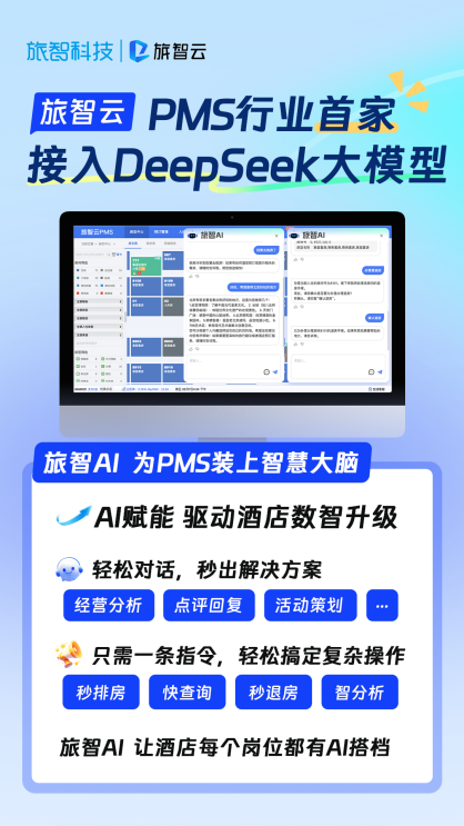 旅智科技宣布旅智云全面接入DeepSeek 打造“会思考的PMS”