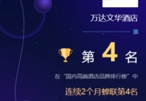 万达文华酒店连续2月蝉联MBI奢华酒店品牌榜第四名