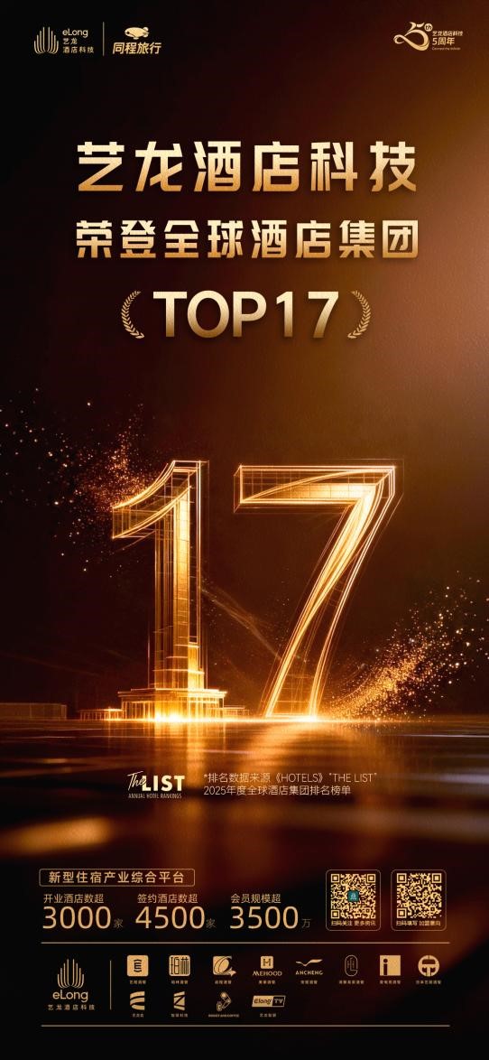  TOP17 | 艺龙酒店科技2026《HOTELS》全球酒店集团排名再进阶